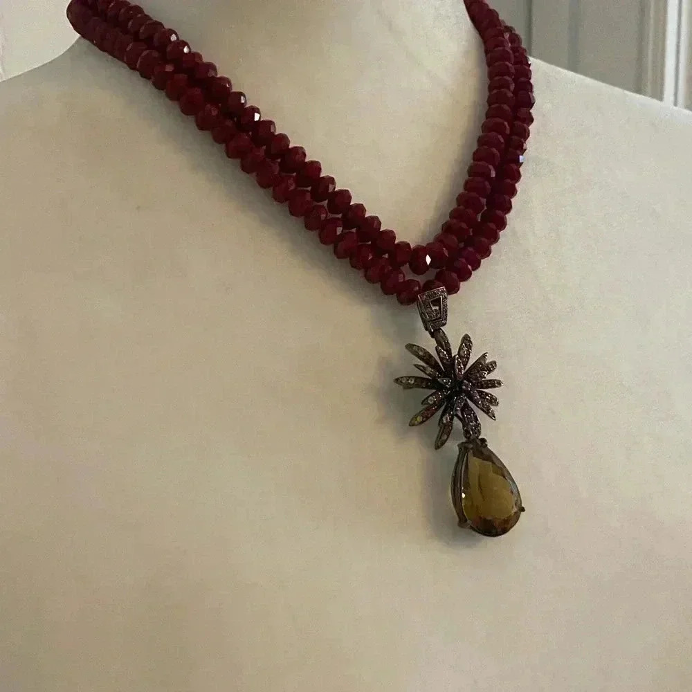 High End Short Beaded Double String Necklace - image 4